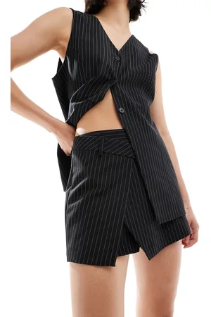 ASOS Tailored mini skort in black pinstripe