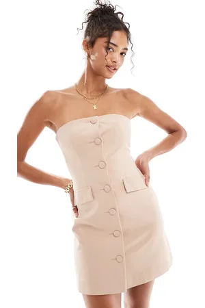 Miss Selfridge Tailored bandeau button up mini dress in