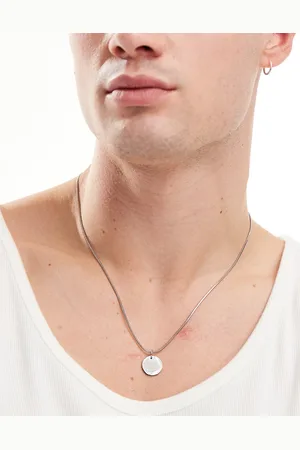ASOS Waterproof stainless steel necklace with round pendant in tone
