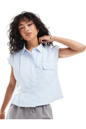JDY Cap sleeve pleated shirt in