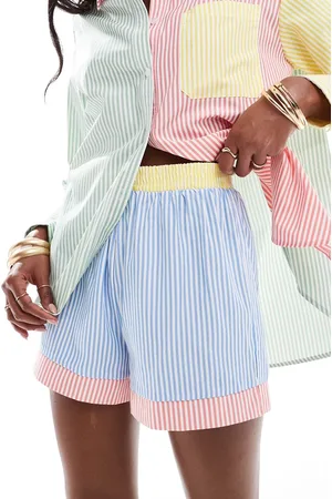 Extro & Vert Patchwork shorts in pastel stripe - part of a set