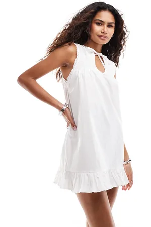 Motel Lalita tie-detail mini smock dress in