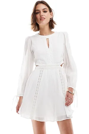 MANGO Eyelet mini dress in