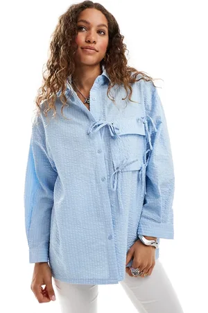 Ghospell Bow detail stripe shirt in