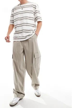 ASOS Loose cargo pants with elastic waist in beige