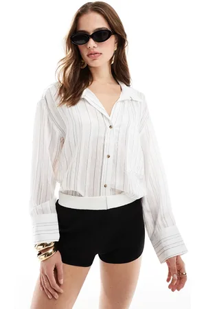 MANGO Sheer stripe shirt in