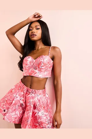 ASOS Jacquard cupped bralet in floral print - part of a set