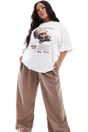 ASOS ASOS DESIGN Curve corduroy wide leg pull on pants in