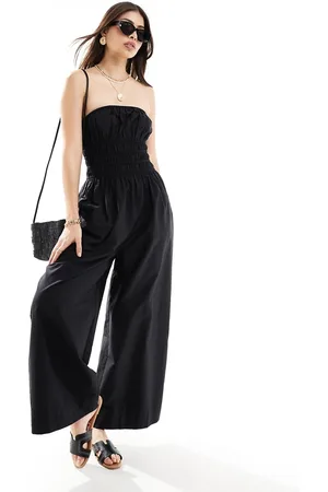 ASOS Shirred bodice wide leg jumpsuit in