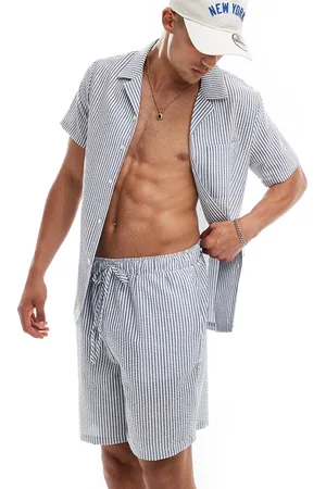 South Beach Seersucker striped beach shirt in - part of a set