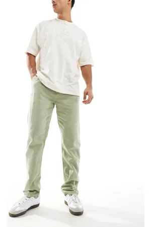 ASOS Vintage straight leg washed linen chinos in washed sage