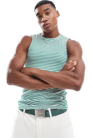 ASOS Muscle fit tank top in green stripe