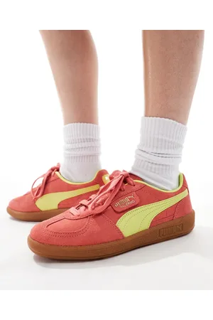 PUMA Palermo sneakers with rubber sole in coral and yellow