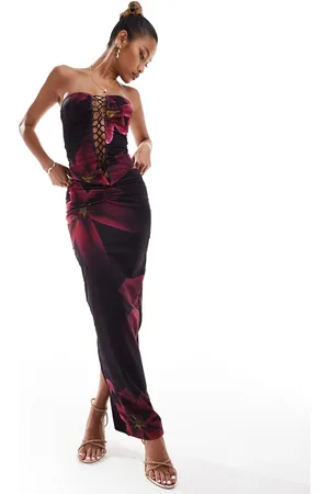 Murci Exclusive mesh maxi skirt in purple lily print - part of a set
