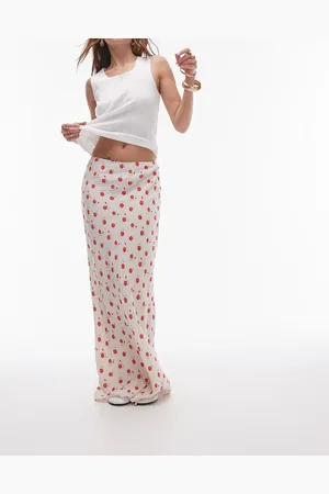 Topshop Maxi skirt in ivory and red ditsy floral