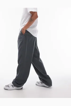 Topman Smart drape pleated wide leg pants in charcoal