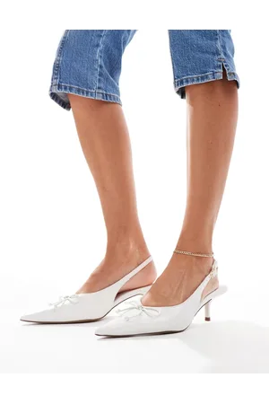 ASOS Sriracha bow slingback mid heeled shoes in off