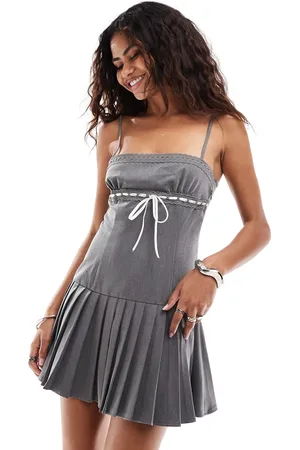 Motel Wimala ribbon detail cami dress in charcoal