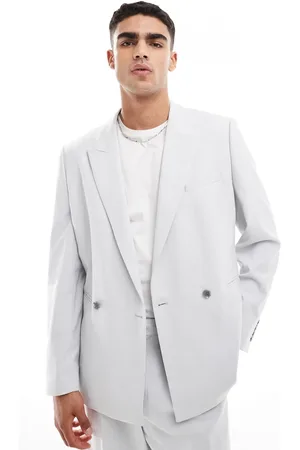 ASOS Regular slouchy double breasted suit jacket in texture