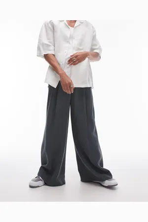 Topman Smart drape wide leg pants in charcoal