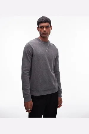 Topman Essential crew neck sweater in charcoal