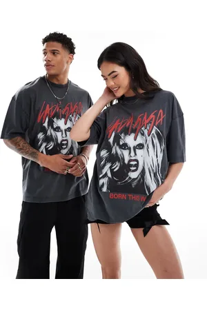 ASOS Unisex oversized licensed T-shirt with Lady Gaga Born This Way print in washed