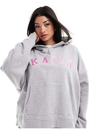 Kaiia Plus oversized logo hoodie in light - part of a set