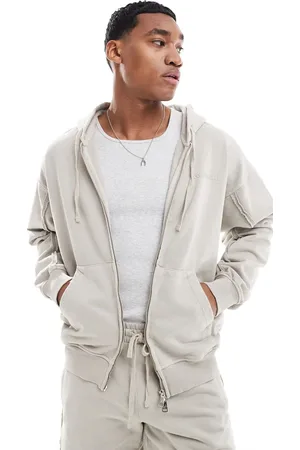 The Couture Club Raw seam zip up hoodie in beige - part of a set