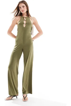 ASOS Cut-out front bead detail wide leg jumpsuit