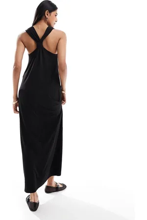 JDY Sleeveless knot back maxi dress in