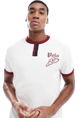 Ralph Lauren Retro sports logo slub ringer t-shirt classic oversized fit in /burgundy