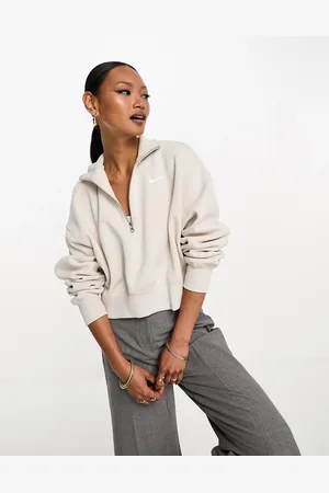 Nike Phoenix Fleece half zip sweatshirt in beige