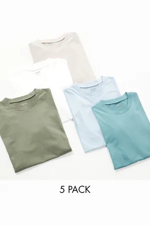 ASOS 5 pack crew neck t-shirts in multiple colors