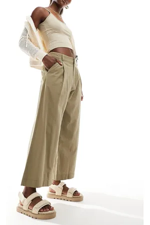 ASOS Wide leg crop pants in olive