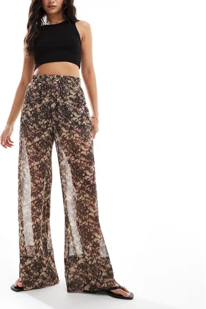 ASOS Pull on pants with sheer overlay in abstract print