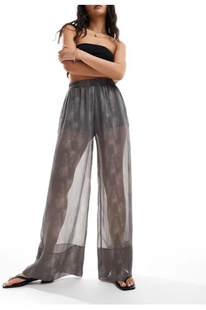 ASOS Pull on pants with sheer overlay in smoke print