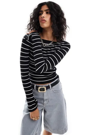 ASOS Knitted top with boat neck in stripe
