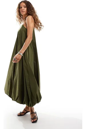 Ghospell Bubble midaxi dress in olive