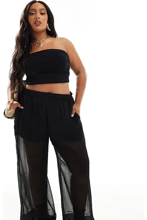 ASOS ASOS DESIGN Curve pull on pants with sheer overlay in