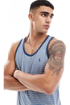 Ralph Lauren Icon logo multi stripe tank top in light