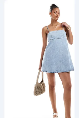 ASOS ASOS DESIGN Tall denim cami mini dress in bleach wash
