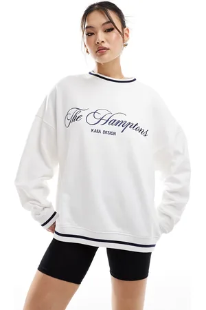 Kaiia Hamptons logo contrast edge sweatshirt in white