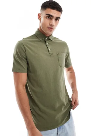 Ralph Lauren Pocket cotton linen look classic oversized fit polo shirt in dark