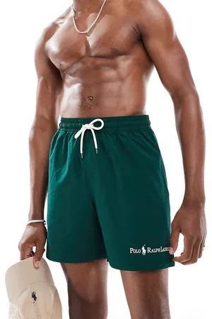 Ralph Lauren Traveler script logo longer length swim shorts in mid