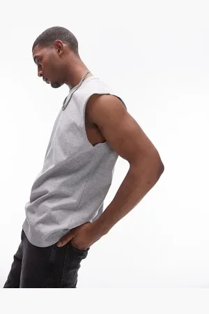 Topman Oversized fit sleeveless T-shirt in gray heather