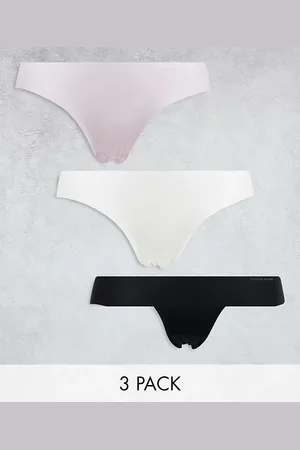 Cotton On Cotton On bikini briefs with lace 3 pack in black white rose