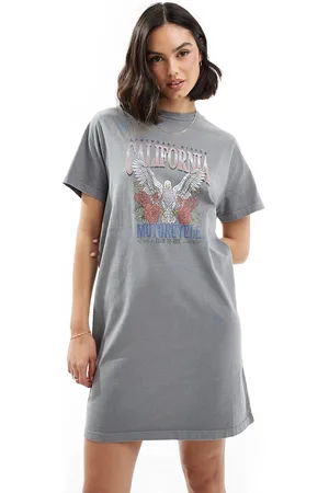 Miss Selfridge Lace-up back graphic T-shirt mini dress in
