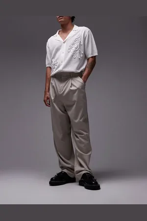 Topman Wide leg pants in stone