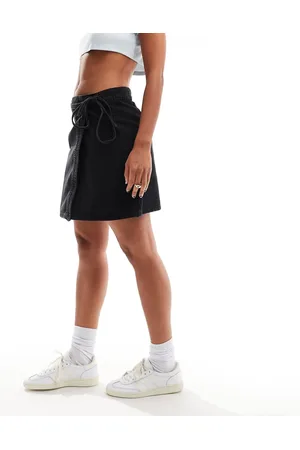 ONLY Wrap tie denim skirt in washed