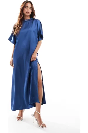 ASOS Satin midi T-shirt dress in denim